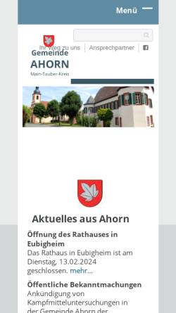 Vorschau der mobilen Webseite www.gemeindeahorn.de, Gemeinde Ahorn