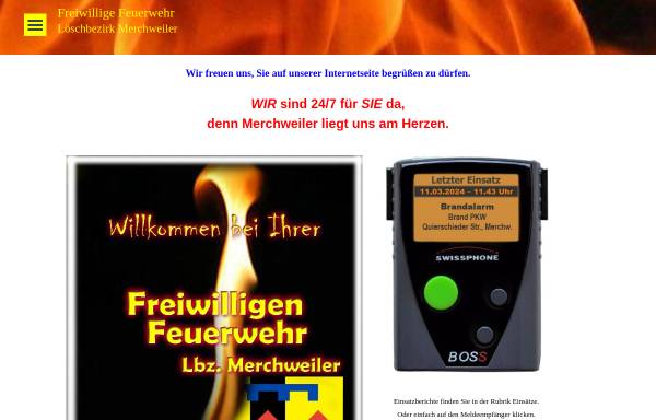 Vorschau von www.feuerwehr-merchweiler.de, Freiwillige Feuerwehr Merchweiler