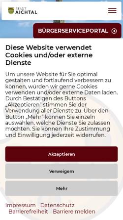 Vorschau der mobilen Webseite www.aichtal.de, Gemeinde Aichtal