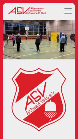 Vorschau der mobilen Webseite www.asv-aichwald.de, Allgemeiner Sportverein Aichwald e.V. 1946