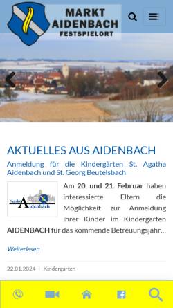 Vorschau der mobilen Webseite www.aidenbach.de, Marktgemeinde Aidenbach