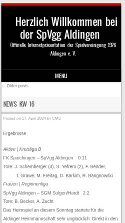 Vorschau der mobilen Webseite www.spvgg-aldingen.de, Spielvereinigung 1926 Aldingen e. V.
