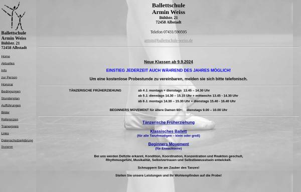 Vorschau von www.ballettschule-weiss.de, Ballettschule Armin Weiss