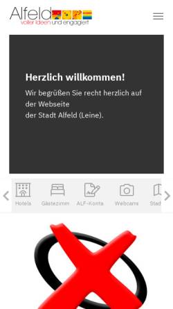 Vorschau der mobilen Webseite www.alfeld.de, Stadt Alfeld