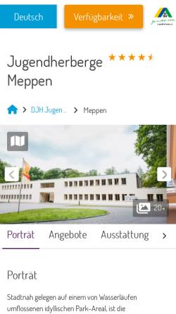 Vorschau der mobilen Webseite meppen.jugendherberge.de, Jugend- und Kulturgästehaus Meppen