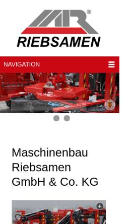 Vorschau der mobilen Webseite www.riebsamen.de, Maschinenbau Riebsamen GmbH & Co. KG
