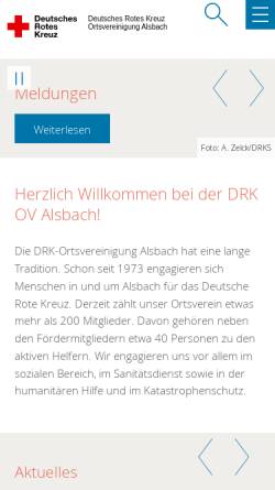 Vorschau der mobilen Webseite www.drk-alsbach.de, Deutsches Rotes Kreuz Ortsvereinigung Alsbach