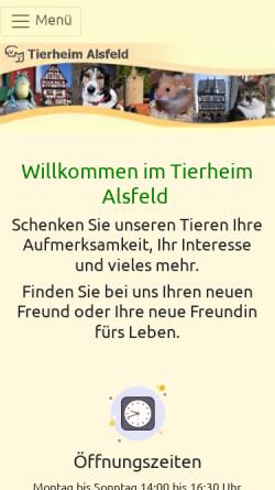 Vorschau der mobilen Webseite tierheim-alsfeld.de, Tierheim Alsfeld