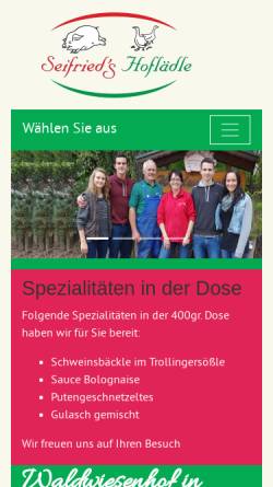 Vorschau der mobilen Webseite www.seifried.hoffrisch.de, Seifried's Hoflädle
