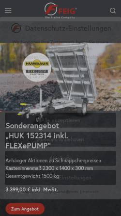 Vorschau der mobilen Webseite www.feig-online.de, Feig Fahrzeugbau GmbH