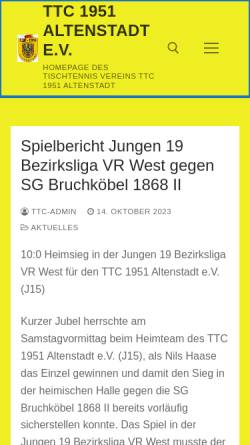 Vorschau der mobilen Webseite www.ttc-altenstadt.de, TTC 1951 Altenstadt