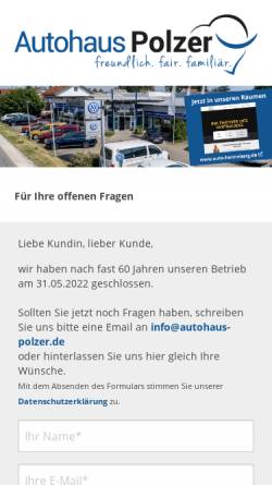 Vorschau der mobilen Webseite www.autohaus-polzer.de, Autohaus Polzer