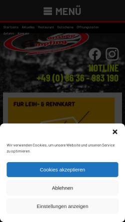 Vorschau der mobilen Webseite www.kartshop-ampfing.de, Zimmermann Karting