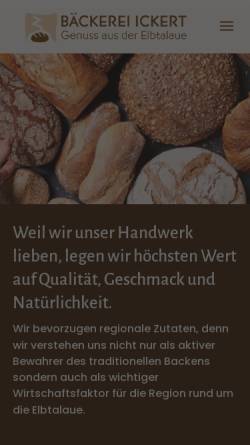Vorschau der mobilen Webseite baeckerei-ickert.de, Manfred Ickert