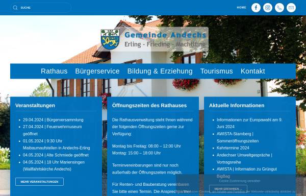 Vorschau von gemeinde-andechs.de, Gemeinde Andechs