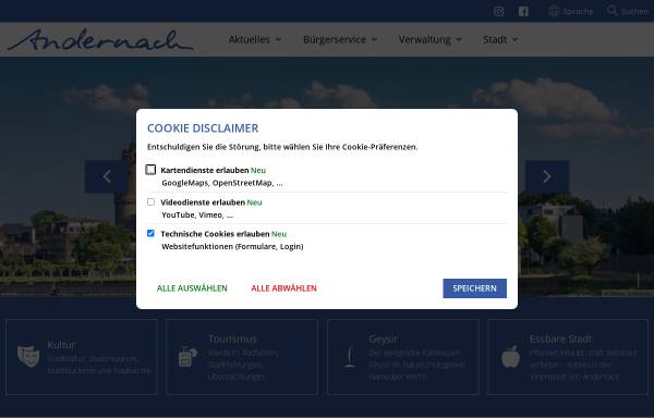Vorschau von www.andernach.de, Andernach
