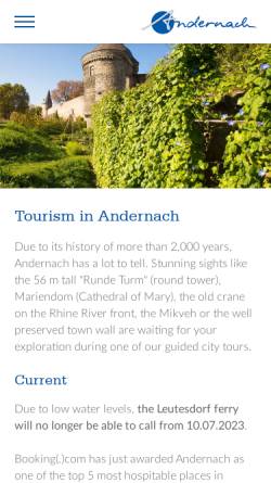 Vorschau der mobilen Webseite www.andernach-tourismus.de, Andernach.net GmbH