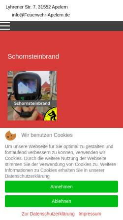 Vorschau der mobilen Webseite www.feuerwehr-apelern.de, Freiwillige Feuerwehr Apelern