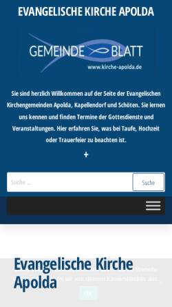 Vorschau der mobilen Webseite www.kirche-apolda.de, Evang.-Luth. Kirchgemeinde Apolda