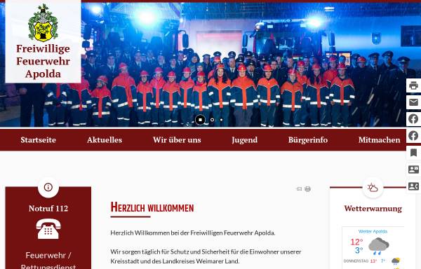 Vorschau von www.feuerwehr.apolda.de, Freiwillige Feuerwehr Apolda