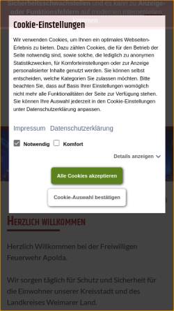 Vorschau der mobilen Webseite www.feuerwehr.apolda.de, Freiwillige Feuerwehr Apolda