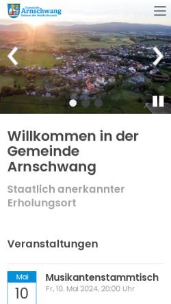 Vorschau der mobilen Webseite arnschwang.de, Gemeinde Arnschwang