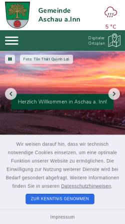 Vorschau der mobilen Webseite www.aschau-a-inn.de, Gemeinde Aschau am Inn