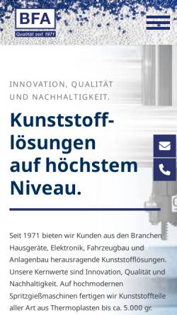 Vorschau der mobilen Webseite www.bfa-asselfingen.de, Bernd Fiedler e. K. - Kunststofftechnik Apparatebau