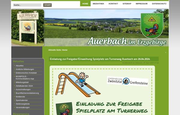 Vorschau von www.auerbach-erzgebirge.de, Auerbach im Erzgebirge