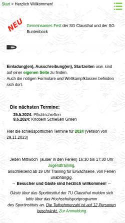 Vorschau der mobilen Webseite www.schuetzen-clausthal.de, Schützengesellschaft Clausthal von 1523 e.V.
