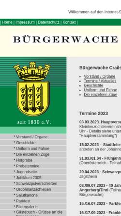 Vorschau der mobilen Webseite www.buergerwache-crailsheim.de, Bürgerwache Crailsheim seit 1830 e. V.