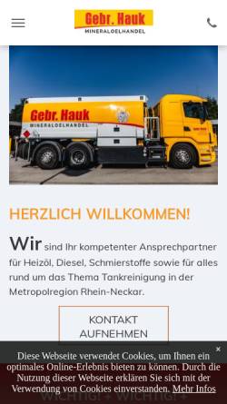 Vorschau der mobilen Webseite www.heizoel-hauk.de, Gebrüder Hauk GmbH