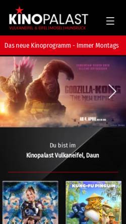 Vorschau der mobilen Webseite www.kino-daun.de, Kinopalast Vulkaneifel