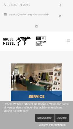 Vorschau der mobilen Webseite www.grube-messel.de, Grube Messel