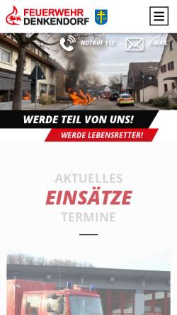 Vorschau der mobilen Webseite www.feuerwehrdenkendorf.de, Feuerwehr Denkendorf