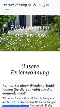 Vorschau der mobilen Webseite www.ferienwohnung-denkingen.de, Ferienwohnung in Denkingen