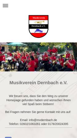 Vorschau der mobilen Webseite www.mvdernbach.de, Musikverein Dernbach e. V.