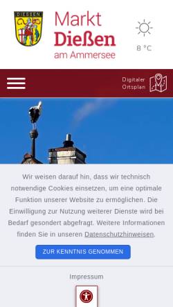 Vorschau der mobilen Webseite www.diessen.de, Marktgemeinde Dießen
