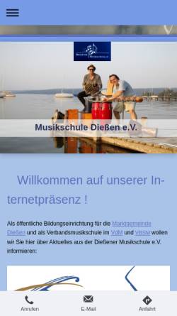 Vorschau der mobilen Webseite musikschule-diessen.de, Musikschule Dießen e.V.