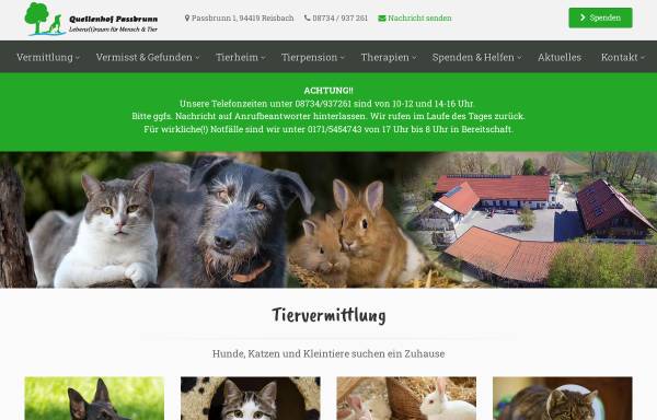Vorschau von quellenhof-passbrunn.de, Tierschutzverein Dingolfing