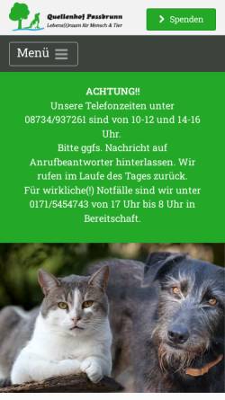 Vorschau der mobilen Webseite quellenhof-passbrunn.de, Tierschutzverein Dingolfing