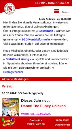 Vorschau der mobilen Webseite www.sg-dittelbrunn.de, SG Dittelbrunn