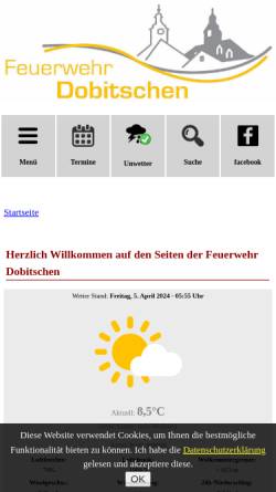 Vorschau der mobilen Webseite www.feuerwehr-dobitschen.de, Feuerwehr Dobitschen