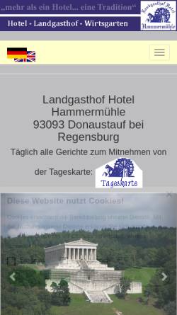 Vorschau der mobilen Webseite hammermuehle-donaustauf.de, Hotel Landgasthof Hammermühle