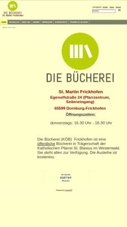 Vorschau der mobilen Webseite www.koeb-frickhofen.de, Katholische Öffentliche Bücherei Frickhofen