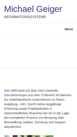 Vorschau der mobilen Webseite www.mgeiger.de, M. Geiger Informationssysteme