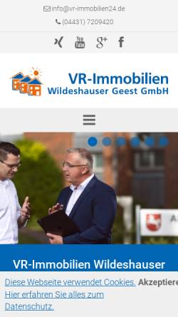 Vorschau der mobilen Webseite www.vr-immobilien24.de, VR-Immobilien Wildeshauser Geest GmbH