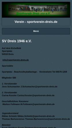 Vorschau der mobilen Webseite www.sportverein-dreis.de, Sportverein Dreis e.V. 1946