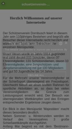 Vorschau der mobilen Webseite www.schuetzenverein-dornbusch.de, Schützenverein Dornbusch von 1914 e.V.