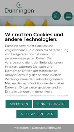Vorschau der mobilen Webseite www.dunningen.de, Gemeinde Dunningen